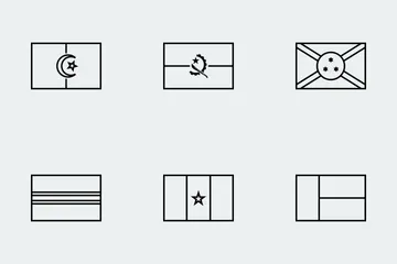 World Flags Outlines Icon Pack