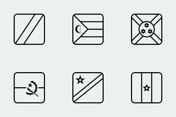 World Flags Outlines Icon Pack