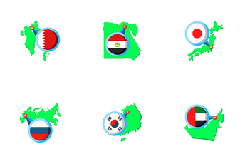World Map - Asia Region Icon Pack