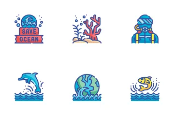 World Oceans Day Icon Pack