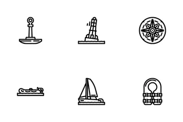 Yate deportivo de vela Paquete de Iconos