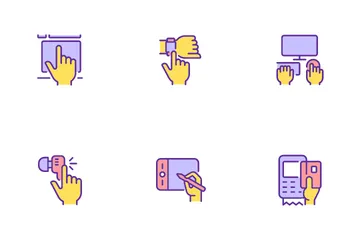 Yellow Hands With Devices Icon Pack