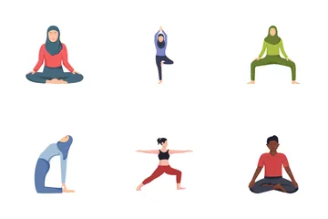 Ensemble de poses d'asanas de yoga4 Pack d'Icônes