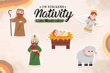 かわいいキリスト降誕のステッカー アイコンパック