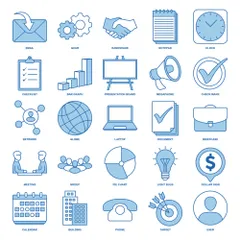 A Set Of 25 Vector Icons Embodying Business Management Icon Pack