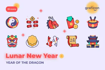 Año Nuevo Lunar Paquete de Iconos