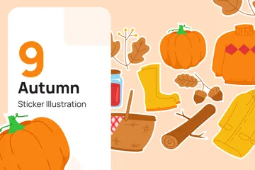 Autumn Season Flat Sticker Icon Pack
