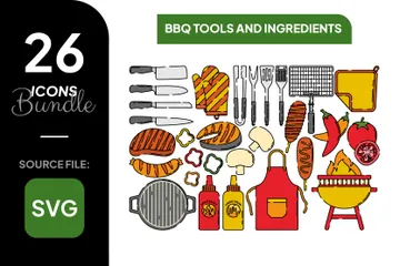 BBQ Tools And Ingredients Icon Pack