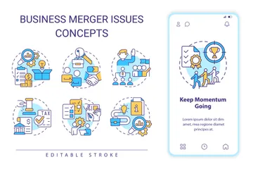 Business Merger Issues Icon Pack