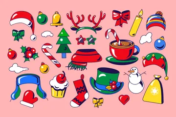 Winter Christmas Accessory And Clothes Icon Pack