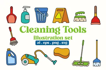 Cleaning Tools Equipment Icon Pack