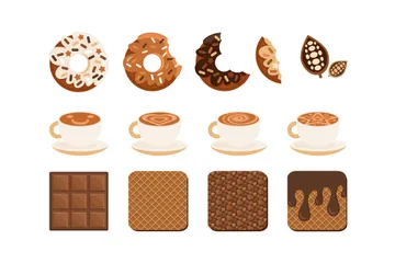 Coffee And Chocolate Donuts Icon Pack