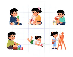Educação Infantil Alfabetização Personagem Pacote de Ícones