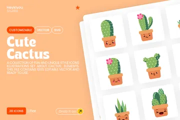 Cute Cactus Icon Pack