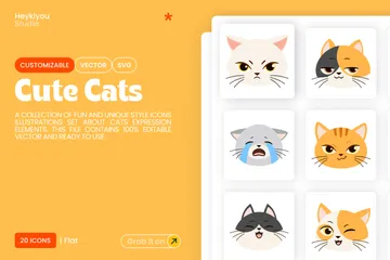 Cute Cat Emoticon Icon Pack