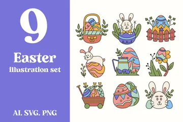 Cute Easter Element Icon Pack