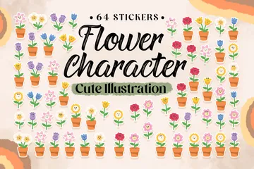Cute Flower Character Icon Pack