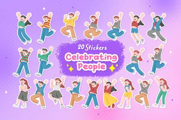 Cute Happy And Cheering People Icon Pack