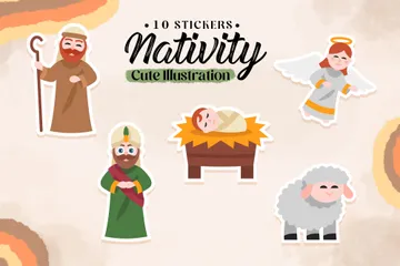 Cute Nativity Sticker Icon Pack