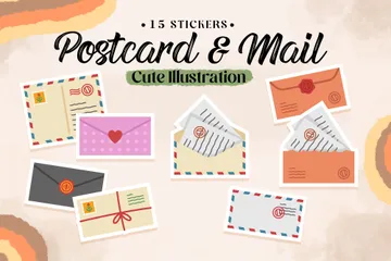 Cute Postcard And Mail Icon Pack