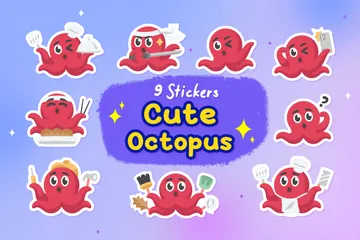 Cute Red Octopus Icon Pack