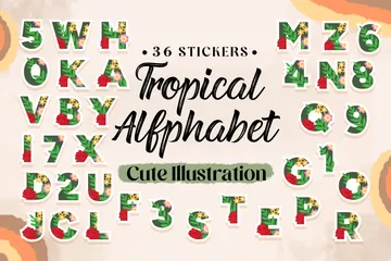 Cute Tropical Alphabet Icon Pack