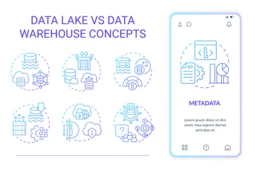 Data Lake Vs Data Warehouse Icon Pack