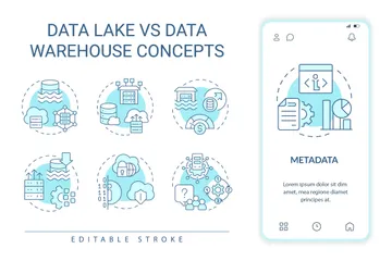 Data Lake Vs Data Warehouse Icon Pack