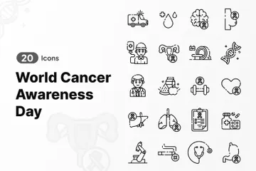 Día Mundial de Concientización sobre el Cáncer Paquete de Iconos