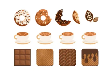 Donuts De Café Y Chocolate Paquete de Iconos