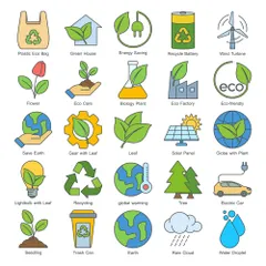 Ecología Medio Ambiente Y Sostenibilidad Paquete de Iconos