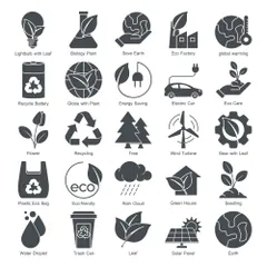 Ecología Medio Ambiente Y Sostenibilidad Paquete de Iconos