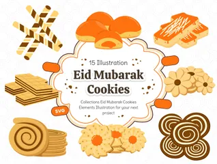 Biscoitos Indonésios Eid Mubarak Pacote de Ícones