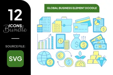 Elemento de Negócios Globais Icon Pack