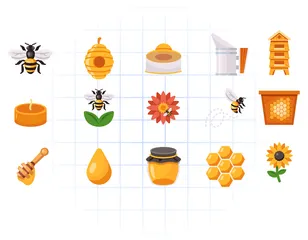 Ferme d'abeilles mellifères Pack d'Icônes