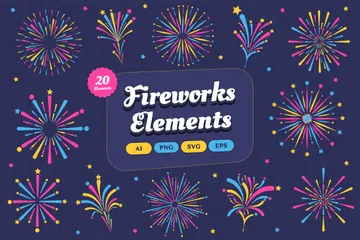 Feuerwerk zur Neujahrsfeier Icon Pack