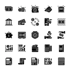 Finance Glyph Icon Pack