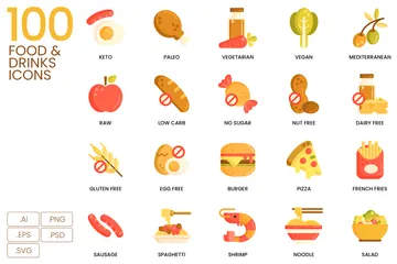 Food Drinks And Snacks Icon Pack