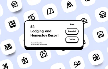 Free Lodging And Homestay Resort Icon Pack