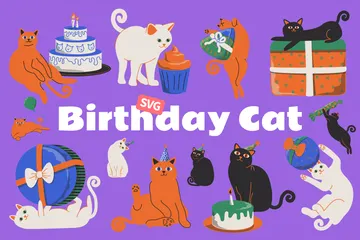 Gato de cumpleaños Paquete de Iconos