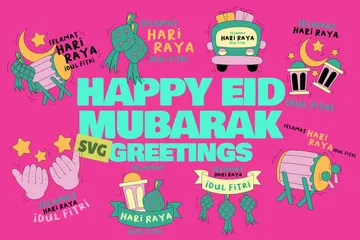 Happy Eid Mubarak Greetings Icon Pack