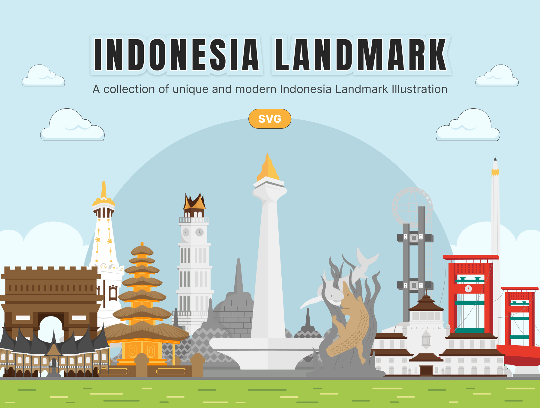 Indonesia Landmark Icon Pack - 15 Free Download Buildings Icons | IconScout