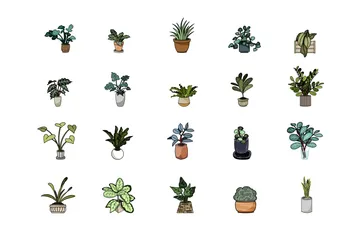 Indoor Plants Collection Icon Pack