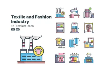 Industria textil y de la moda Icon Pack