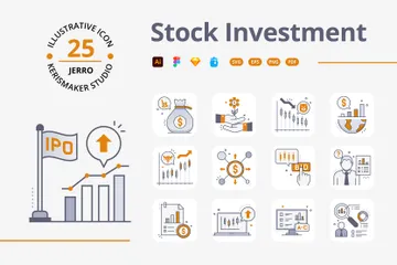 Investimento em ações Pacote de Ícones