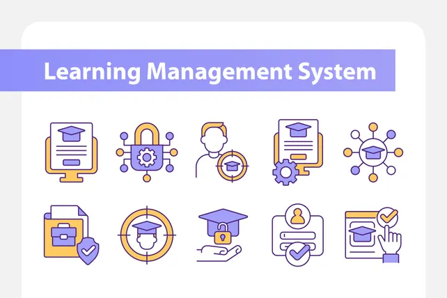 Learning Management System Icon Pack - 17 Line Icons | SVG, PNG, ICO ...