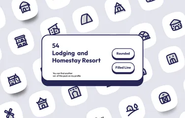 Lodging And Homestay Resort Icon Pack