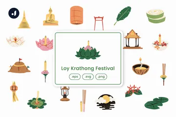 Loy Krathong Festival Icon Pack