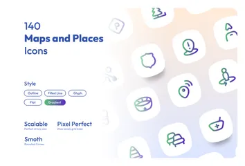 Mapas e lugares Pacote de Ícones