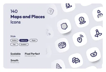 Mapas e lugares Pacote de Ícones